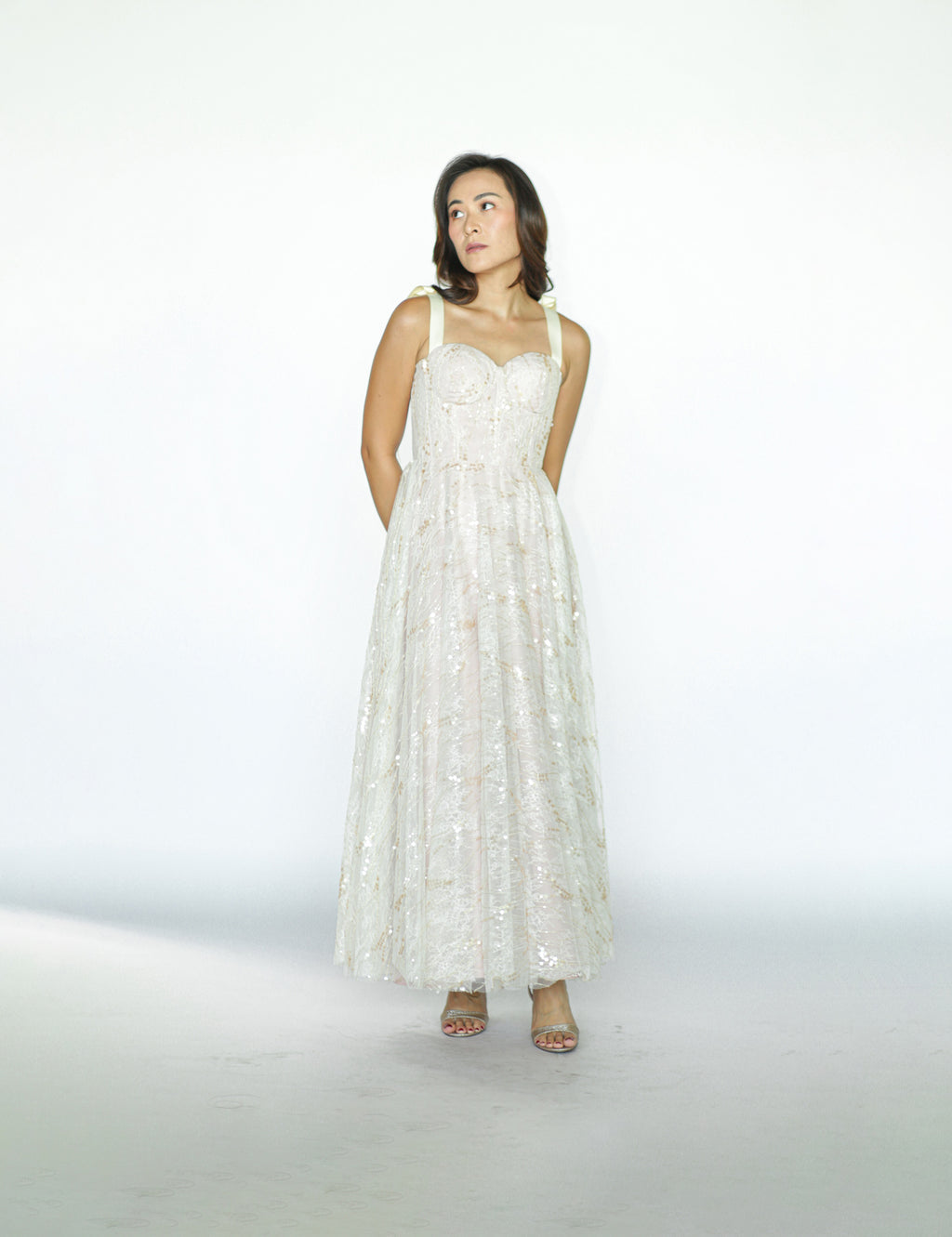 Pink Lace Bustier Maxi Dress