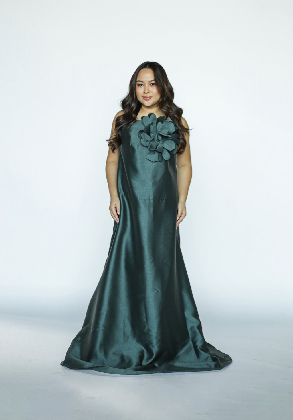 Emerald Green Bloom Tube Maxi Gown