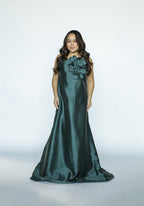 Emerald Green Bloom Tube Maxi Gown