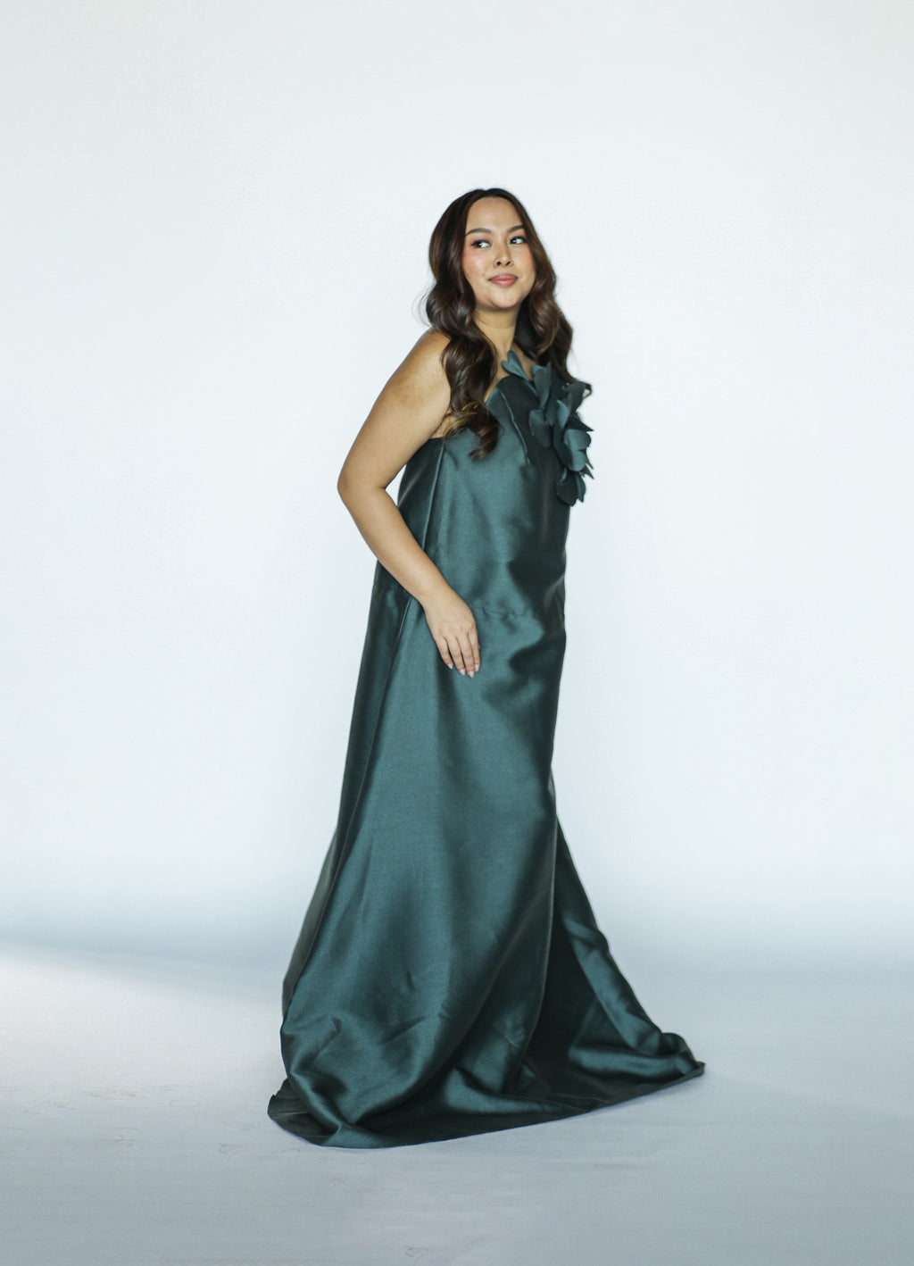 Emerald Green Bloom Tube Maxi Gown