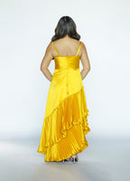 Golden Yellow Pleated Maxi Dress