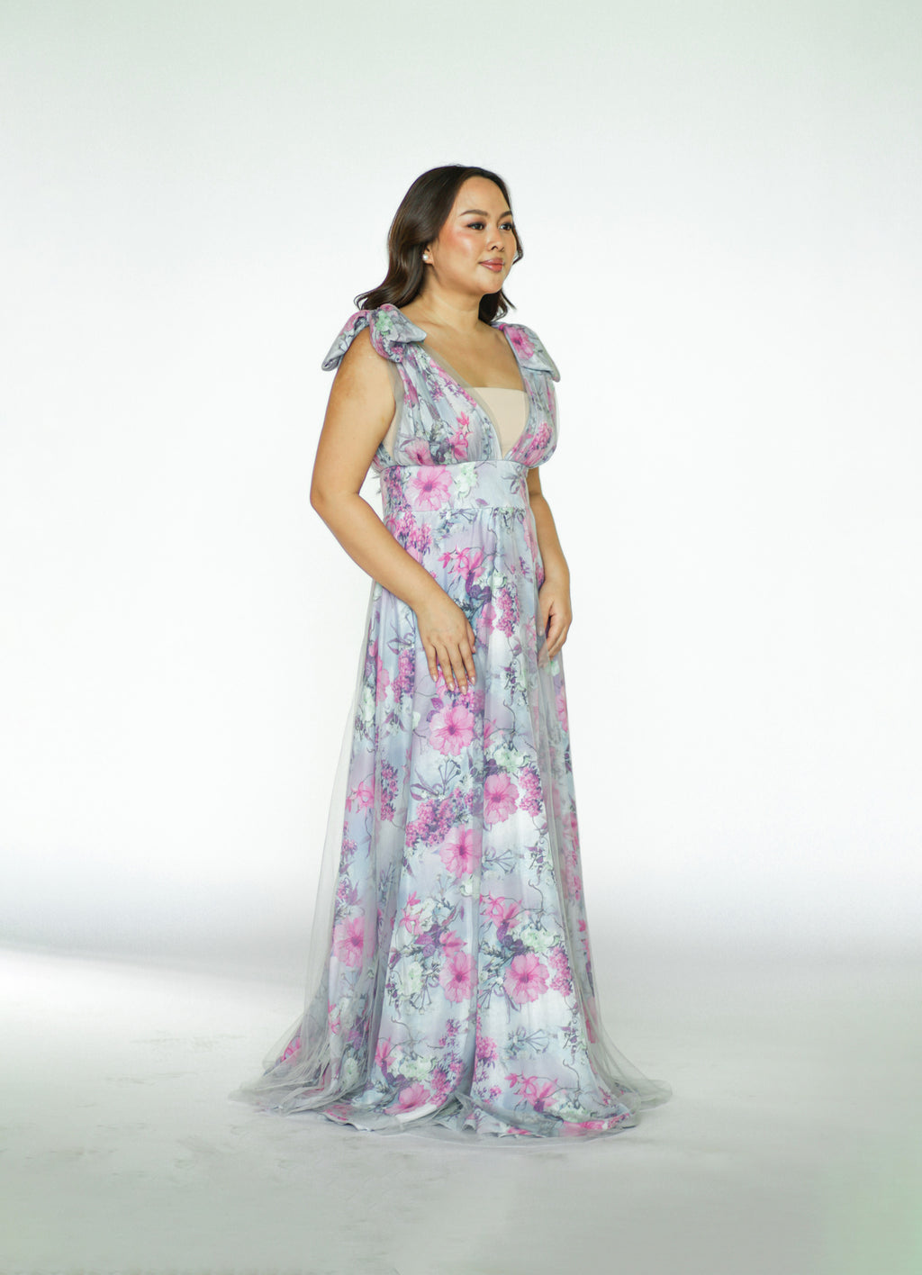 Floral Maxi Dress with Bow Detail