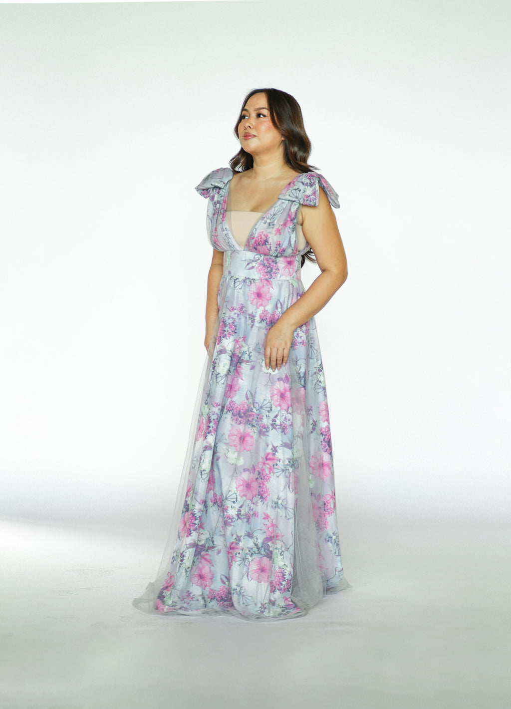 Floral Maxi Dress with Bow Detail