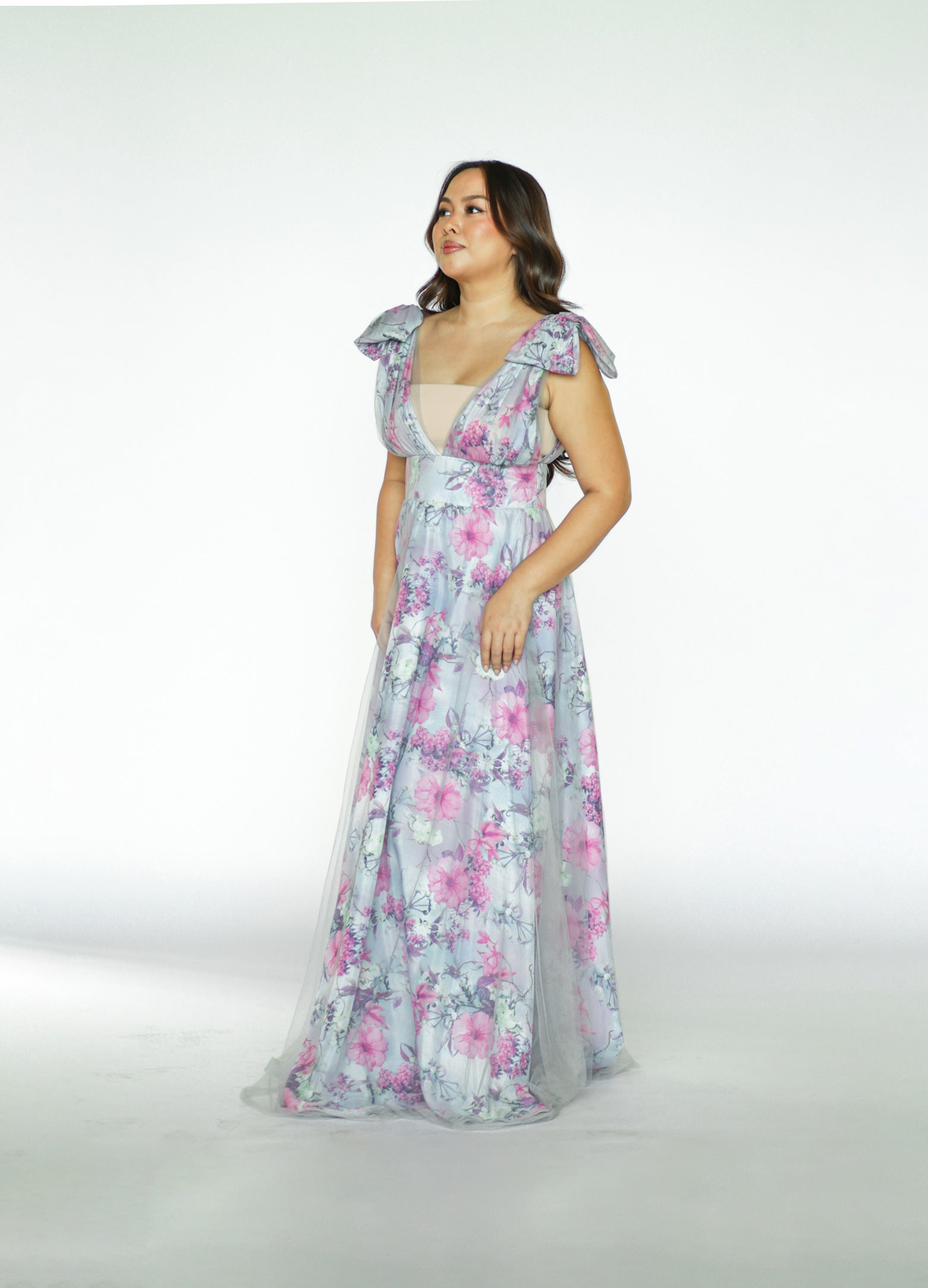 Floral Maxi Dress with Bow Detail