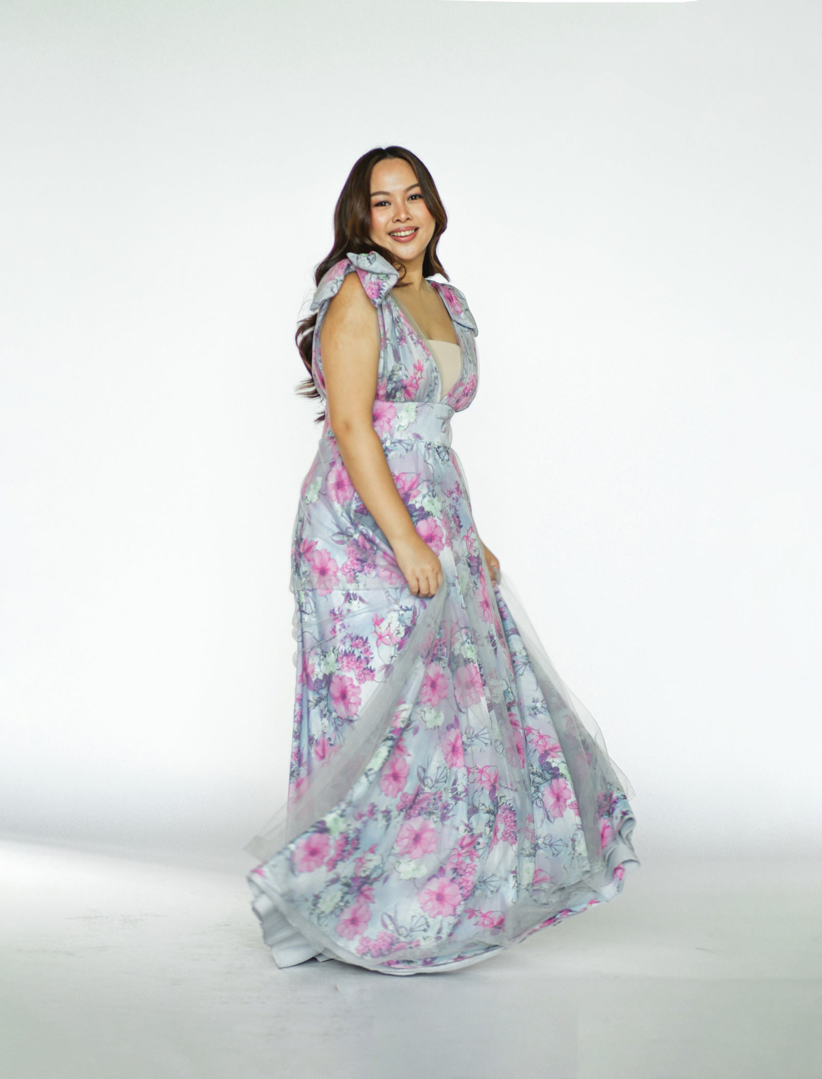 Floral Maxi Dress with Bow Detail