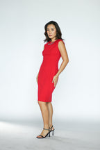 Red Cocktail Dress with Gold Chain