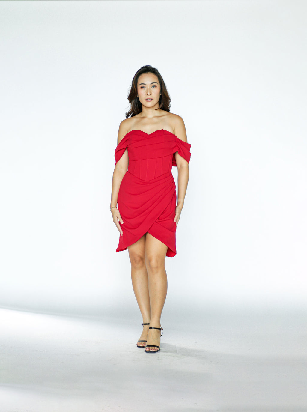 Red Off Shoulder Tube Mini Dress