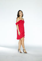 Red Off Shoulder Tube Mini Dress