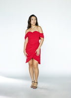 Red Off Shoulder Tube Mini Dress