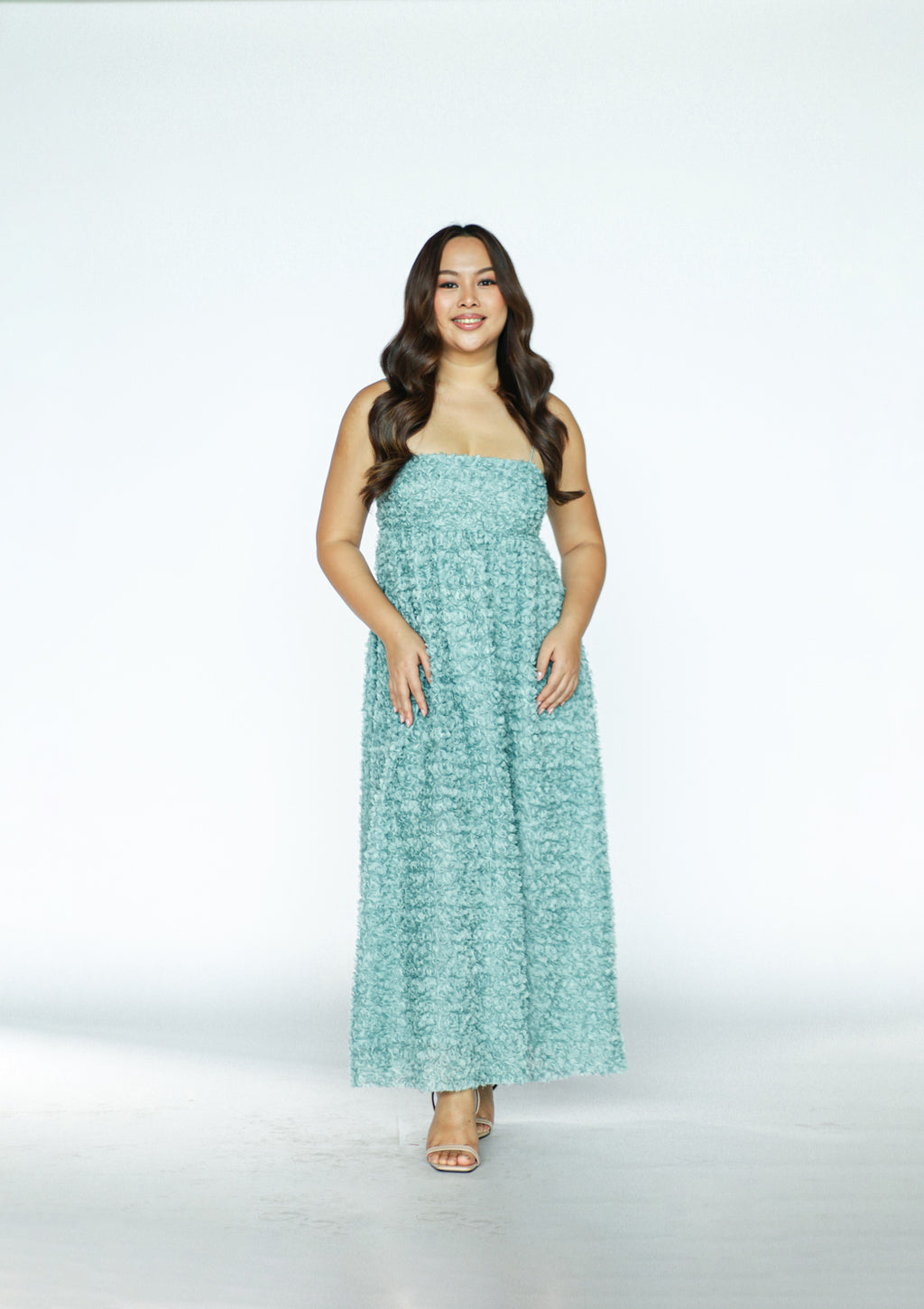 Seafoam Green Textured Midi Dress