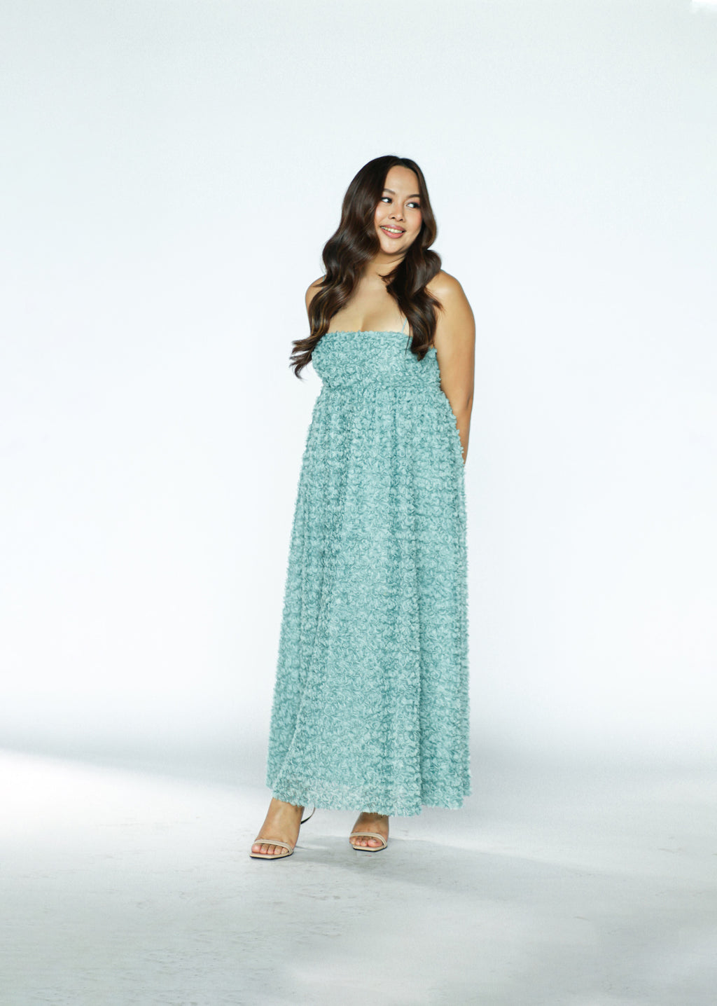 Seafoam Green Textured Midi Dress