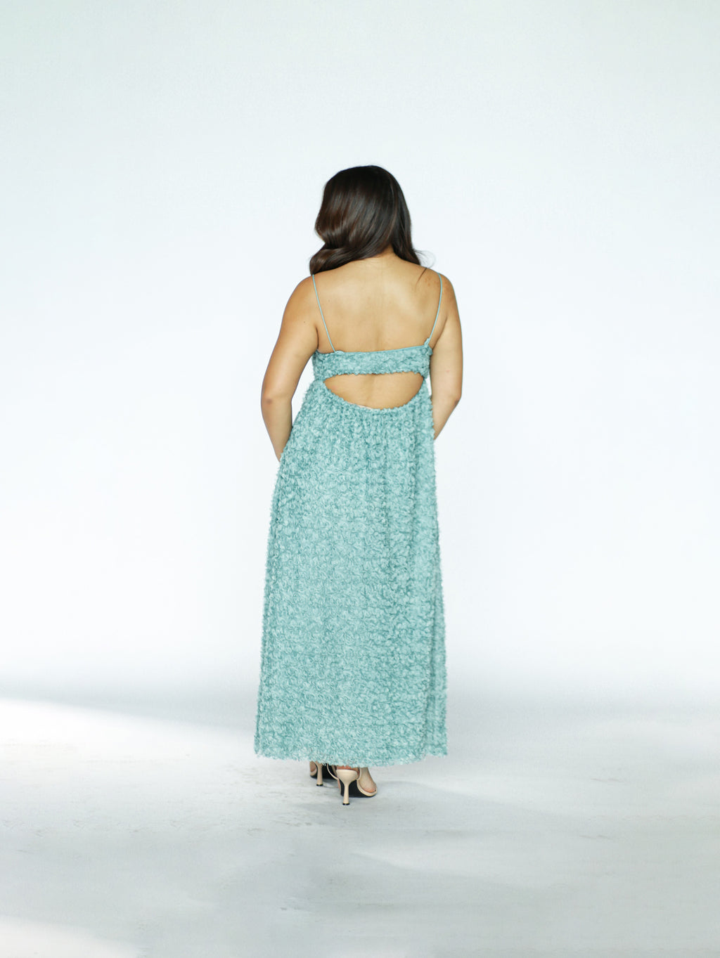 Seafoam Green Textured Midi Dress