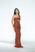 Metallic Orange Braided Maxi Dress
