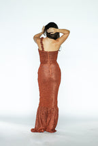 Metallic Orange Braided Maxi Dress