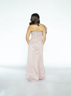 Old Rose Tube Gown with Bow and Gold Embellishments